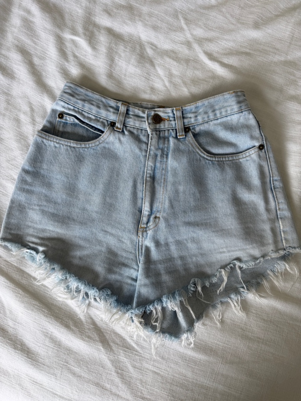 Lee Light Blue High-Waist Distressed Denim Shorts